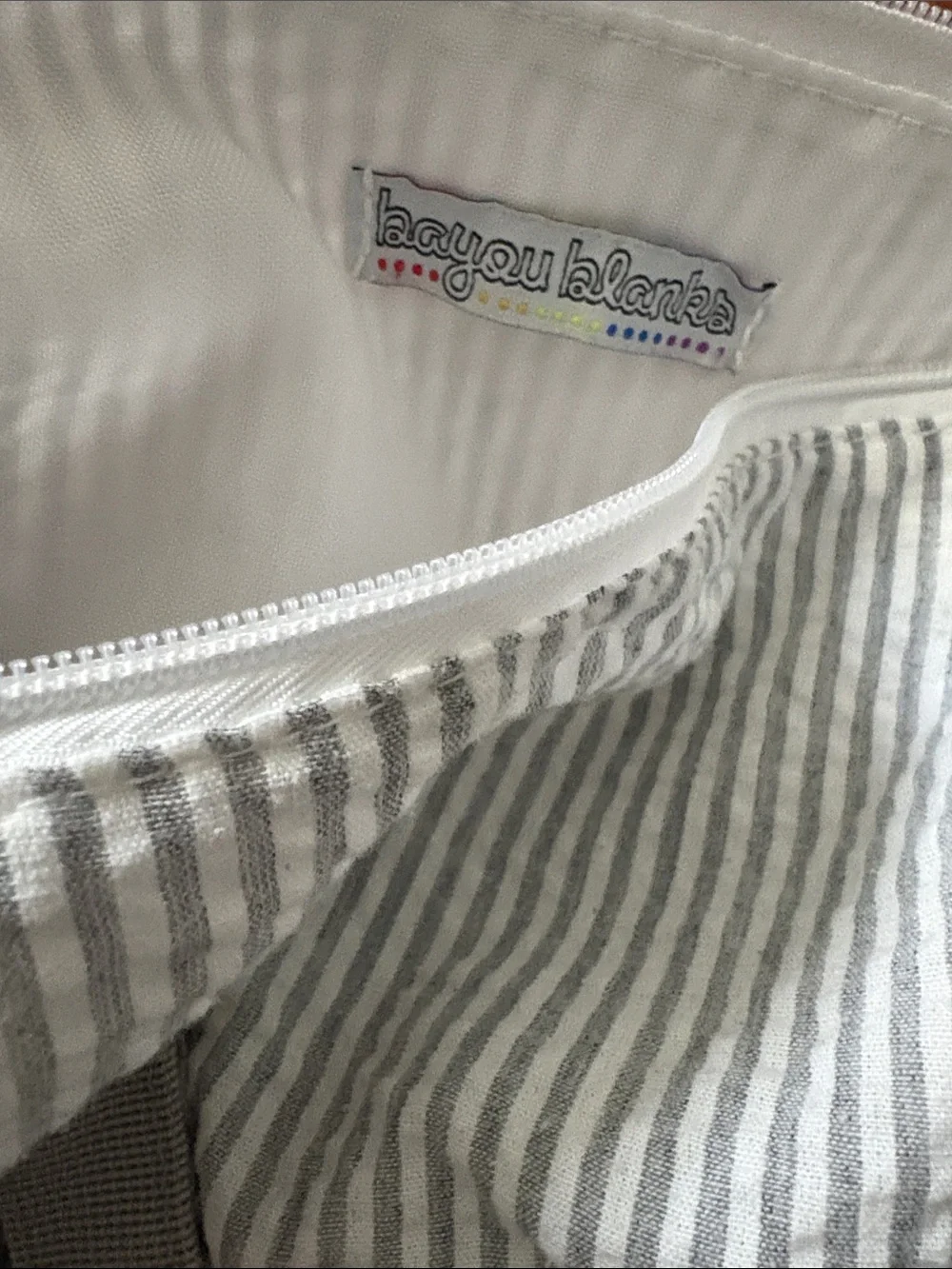 Personalized Kids Tote Bag in White and Gray with Red Embroidery